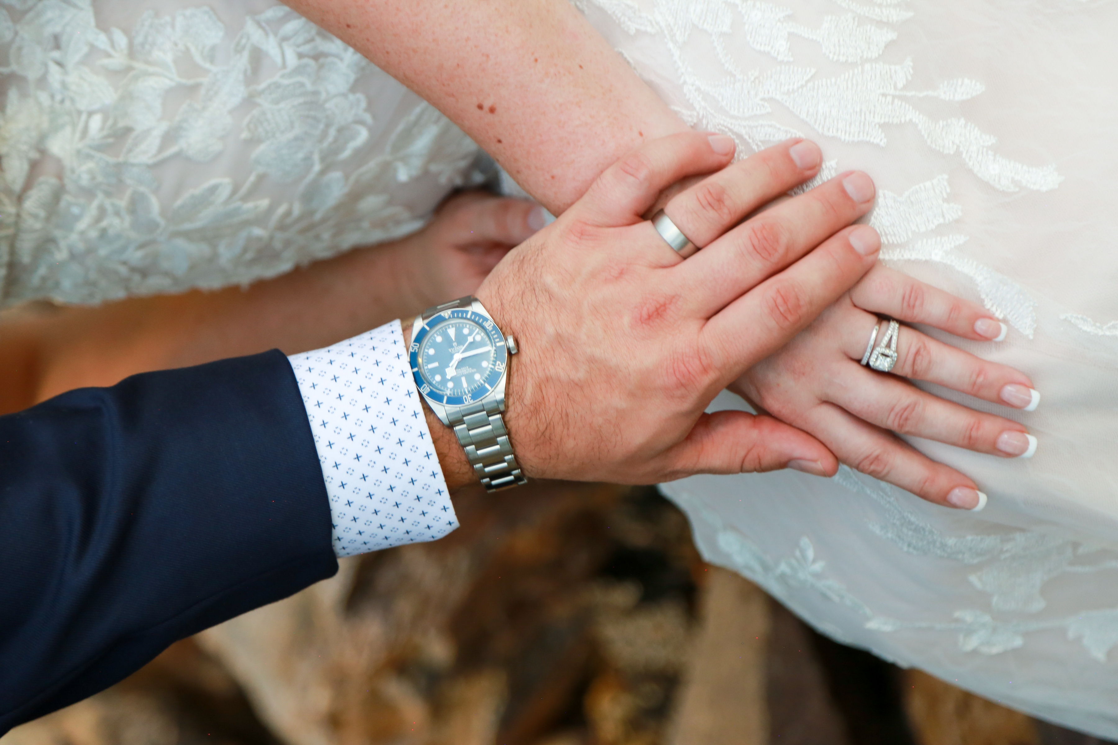 Tudor Black Bay Fifty-Eight Navy worn at a wedding
