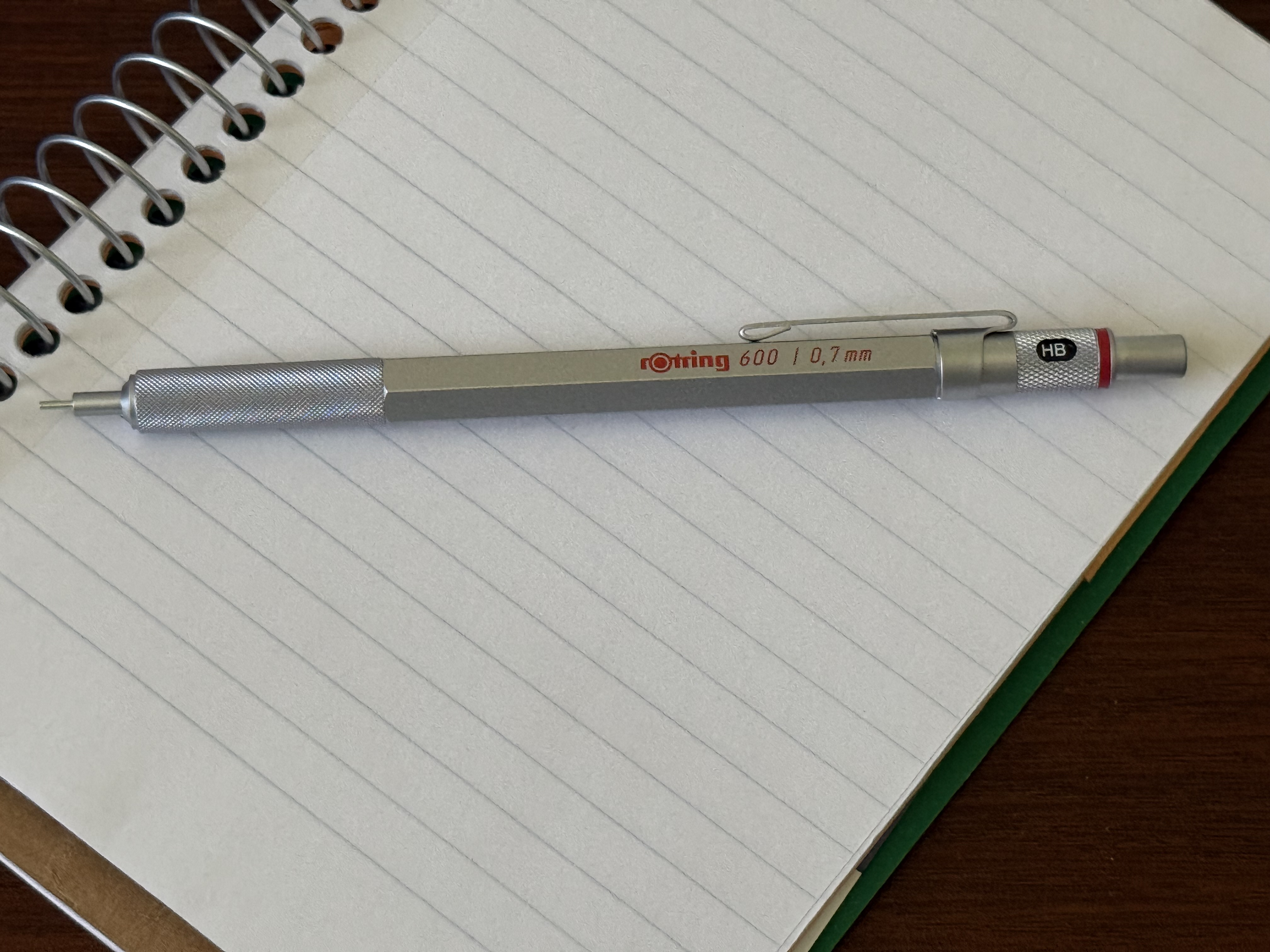 Rotring 600 mechanical pencil shown in close detail