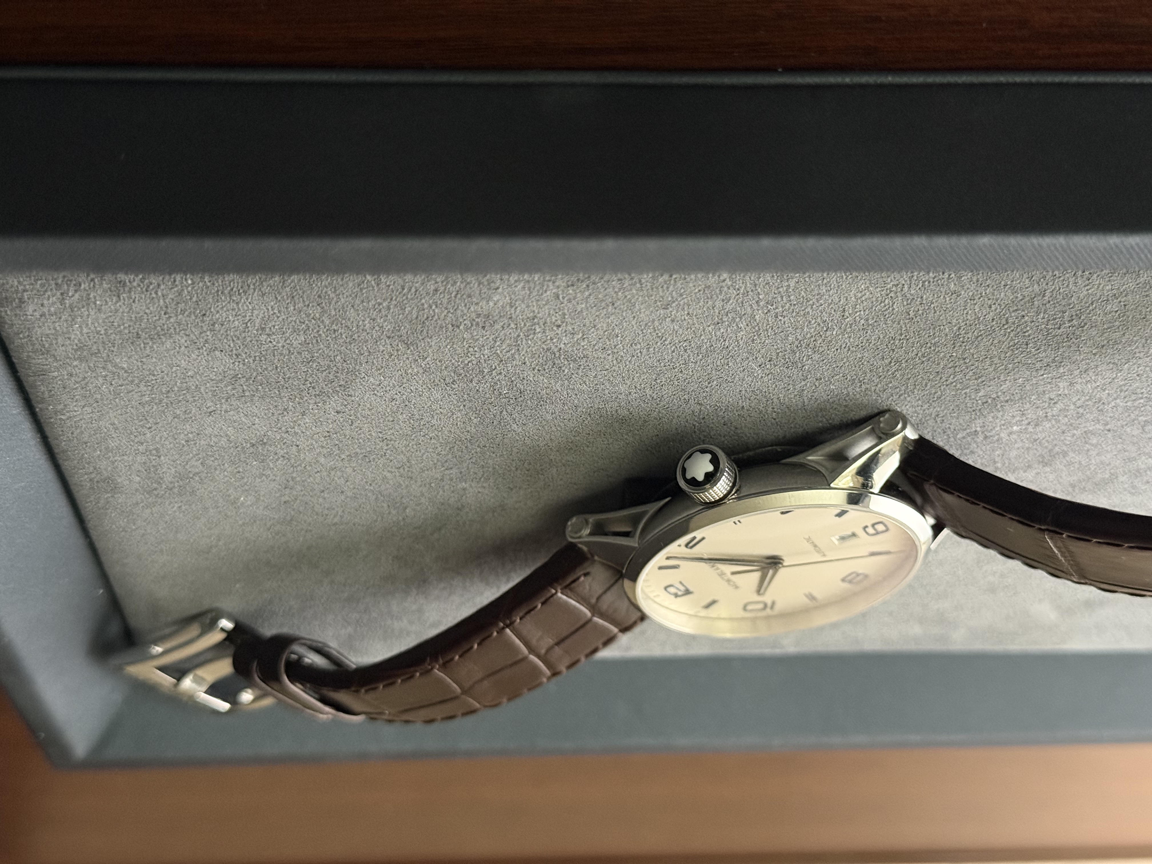 Montblanc star emblem set into the TimeWalker crown