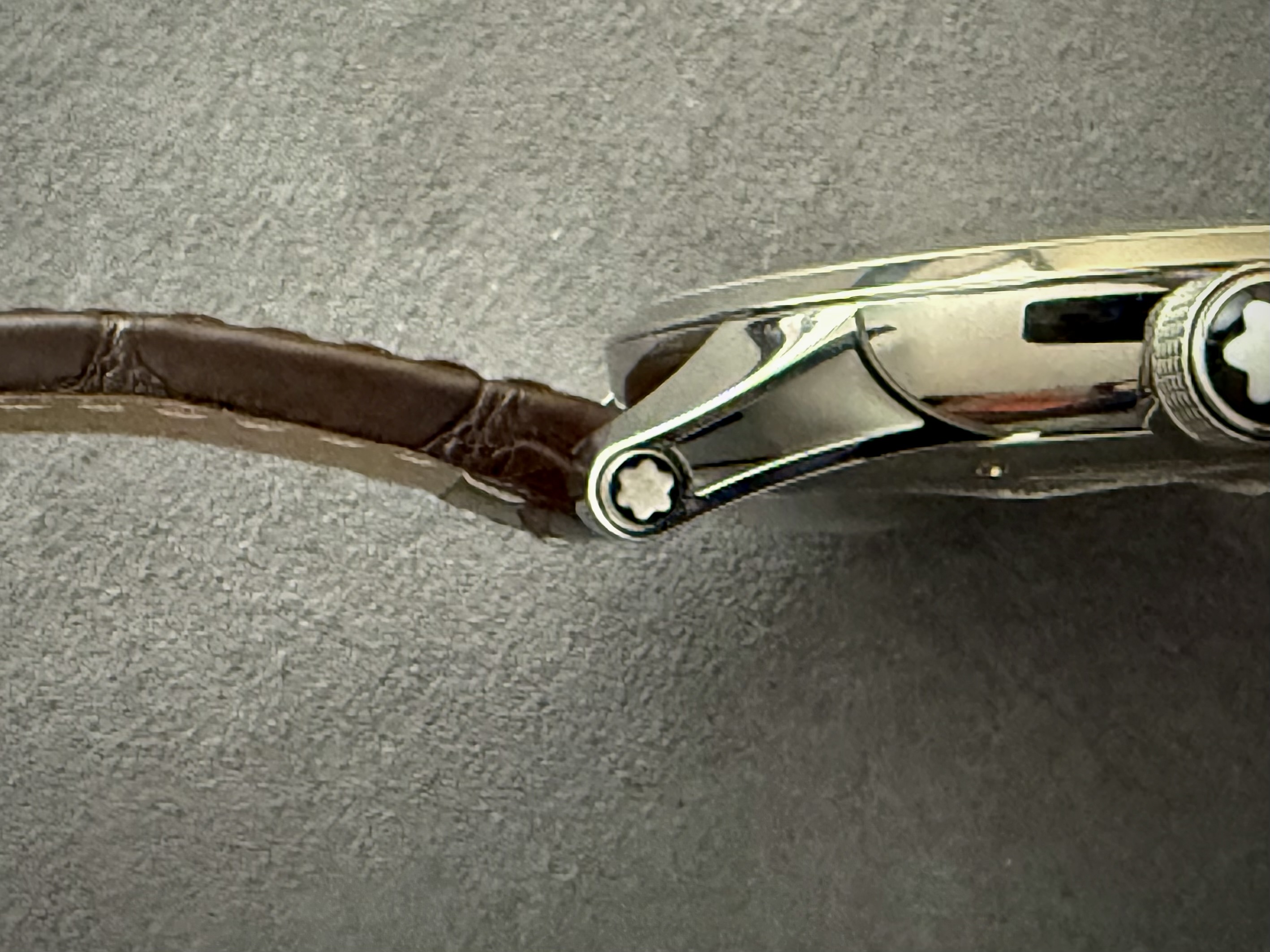 Montblanc emblem on an exposed TimeWalker lug fastener